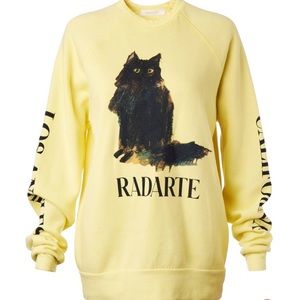 Radarte yellow sweatshirt with black cat size M
